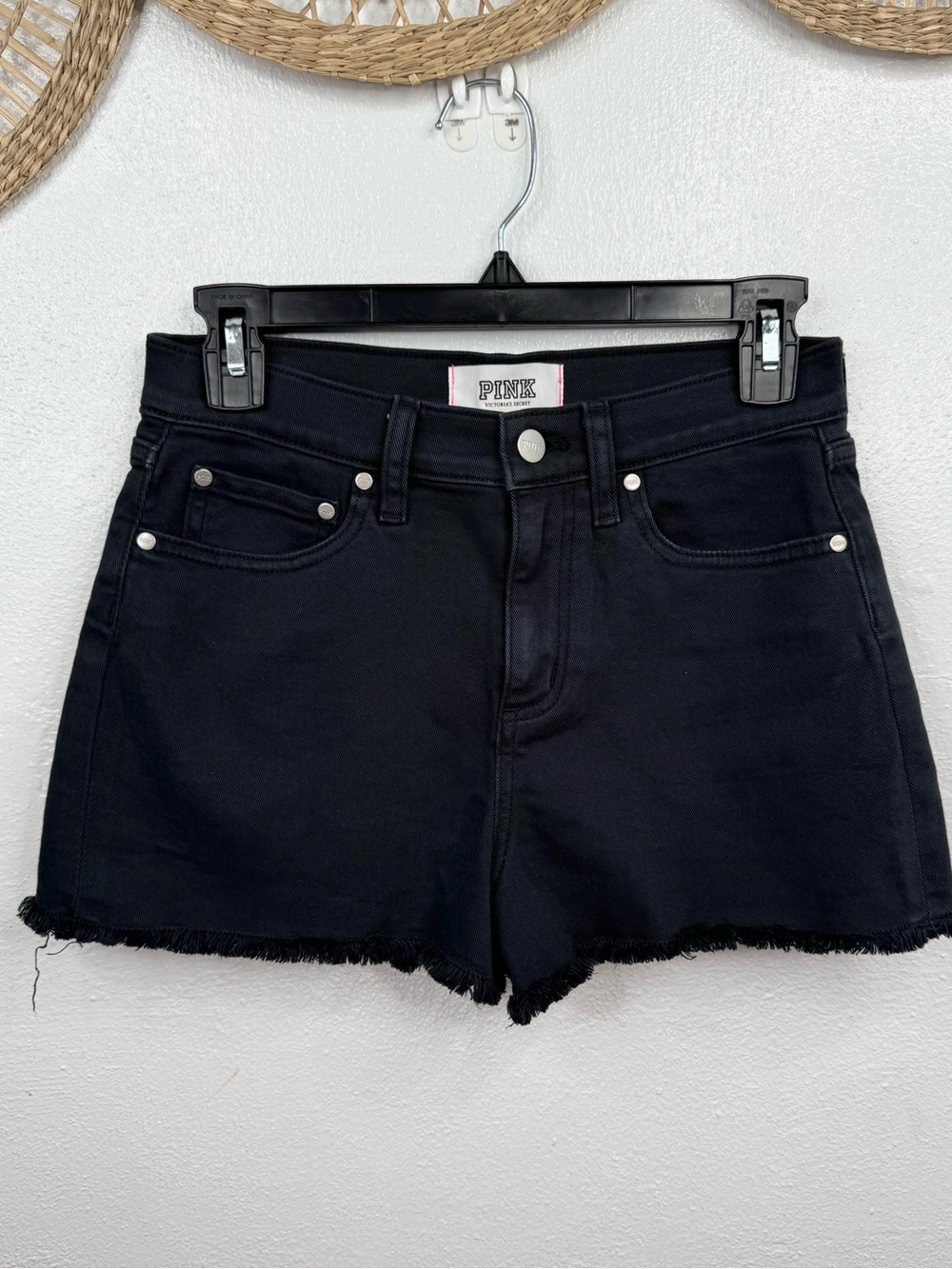 PINK Victoria’s Secret Shorts Womens Size 4 Black Denim Cut-Off High Rise